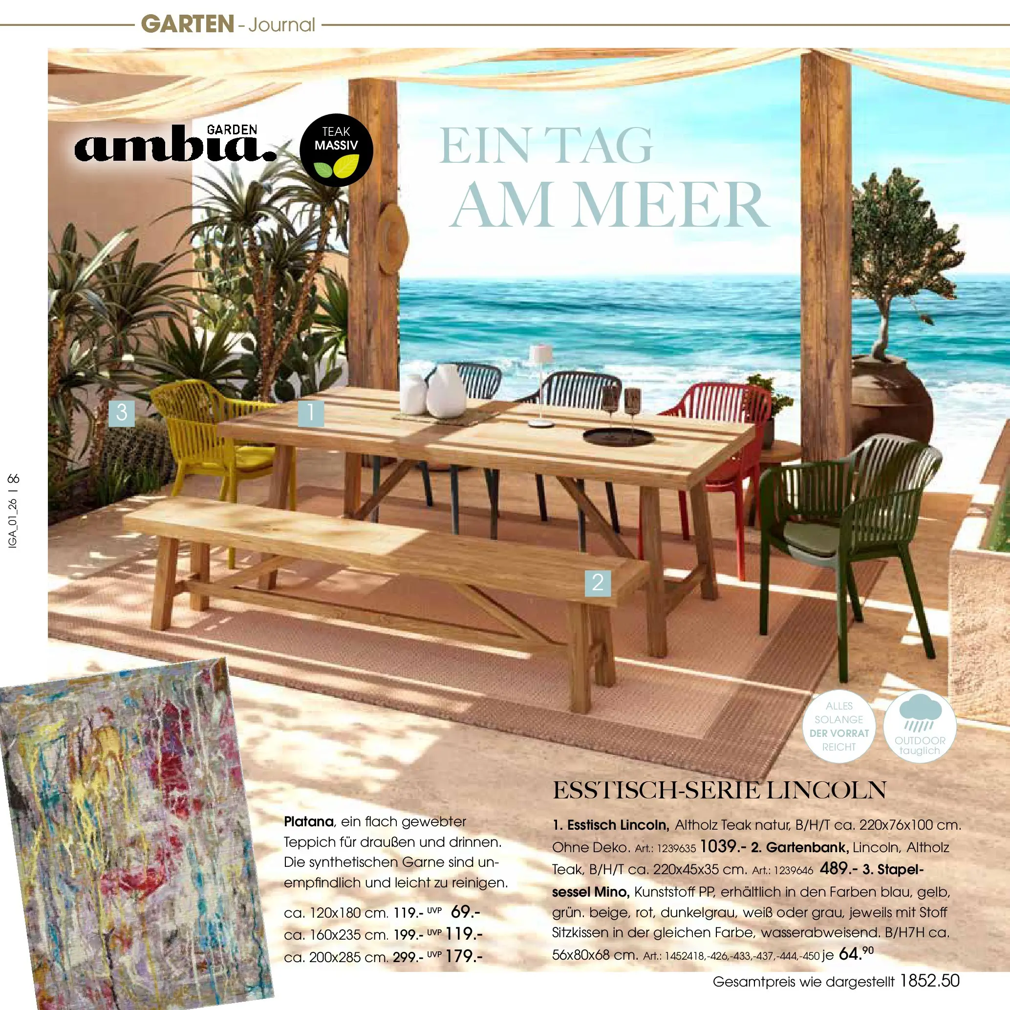 Zurbrüggen Garten Unna (ab 19.03.2025) zum Blättern | Seite: 66 | Produkte: Esstisch, Sessel, Teppich