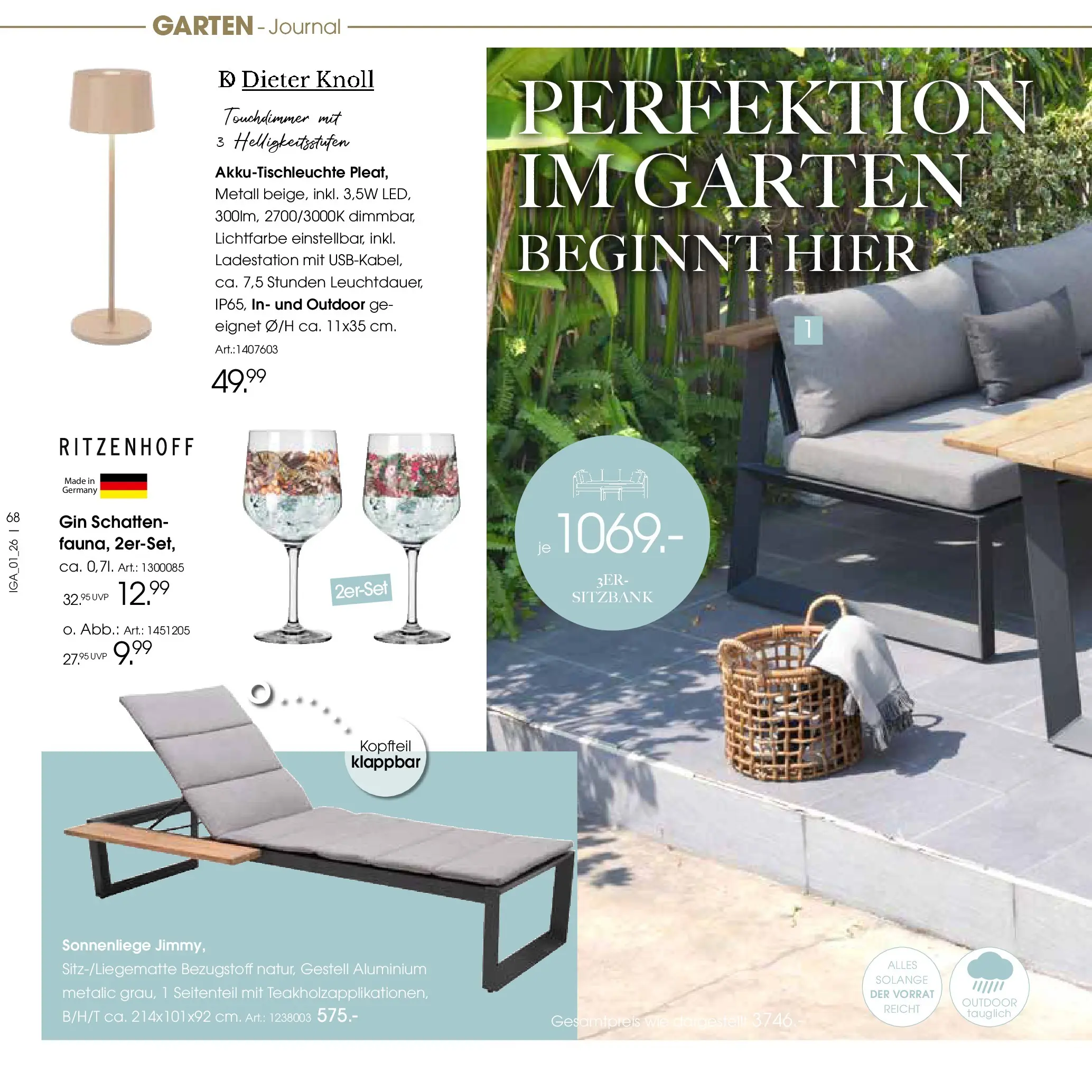 Zurbrüggen Garten Unna (ab 19.03.2025) zum Blättern | Seite: 68 | Produkte: Sitzbank, Gin