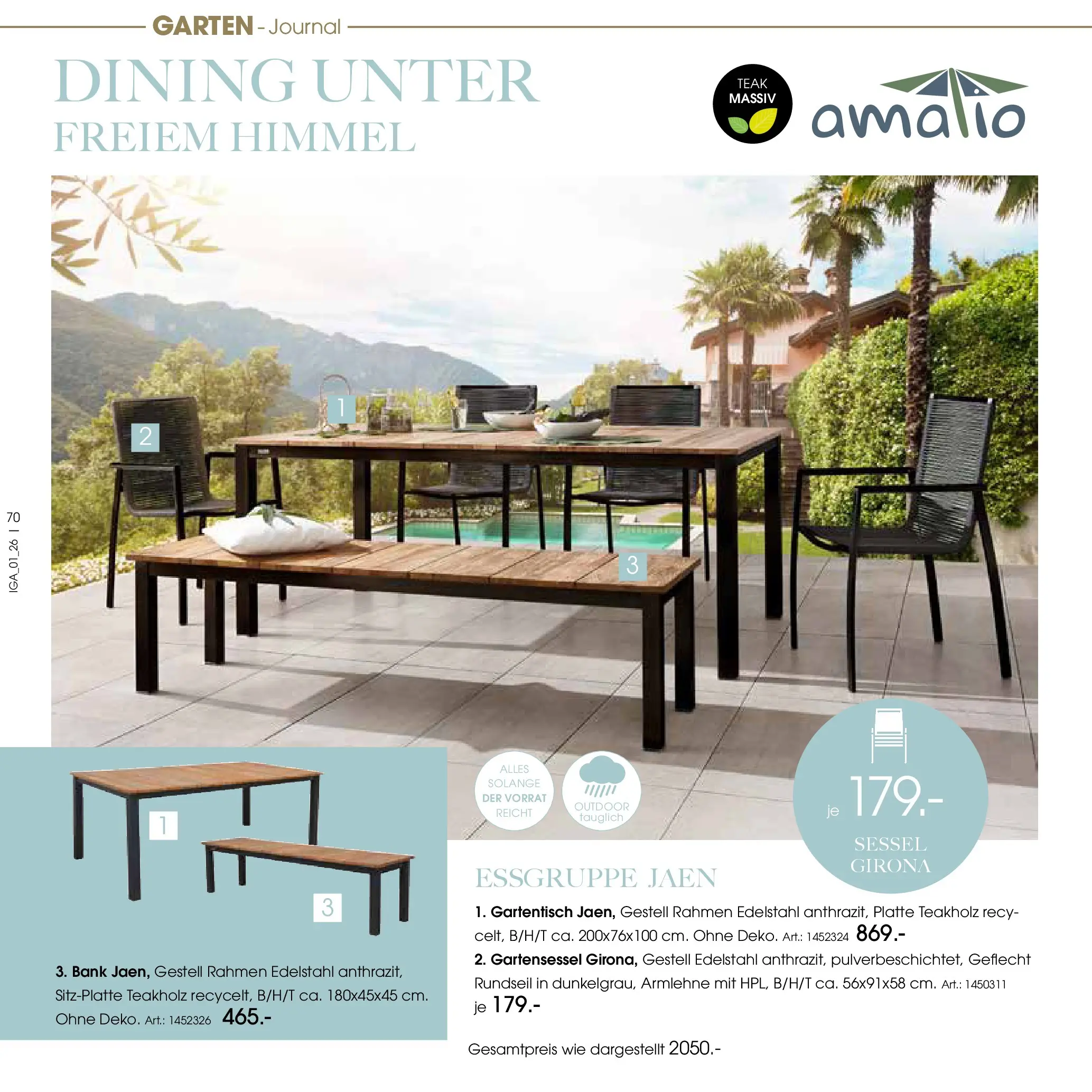 Zurbrüggen Garten Unna (ab 19.03.2025) zum Blättern | Seite: 70 | Produkte: Essgruppe, Sessel