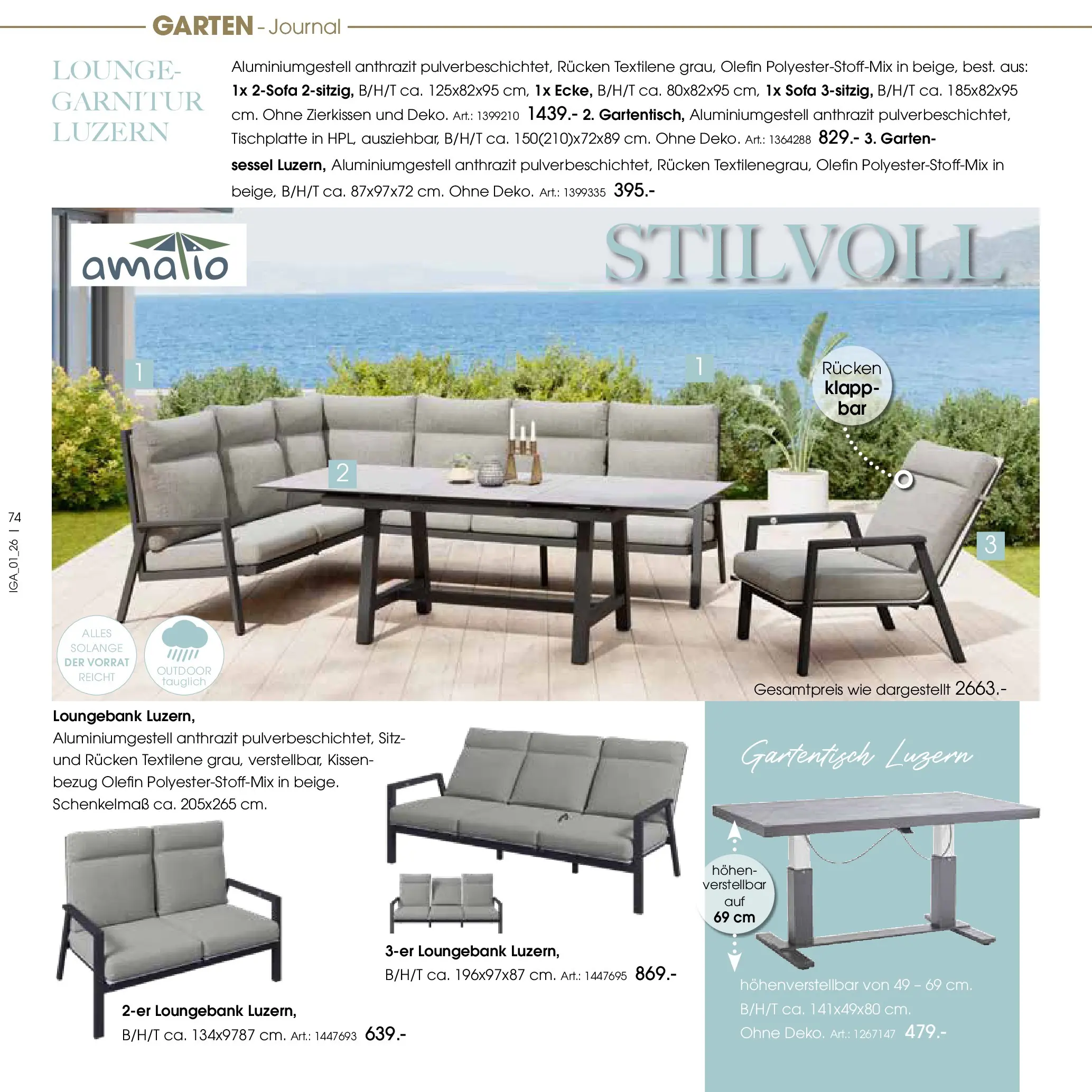 Zurbrüggen Garten Unna (ab 19.03.2025) zum Blättern | Seite: 74 | Produkte: Kissen, Sofa, Sessel