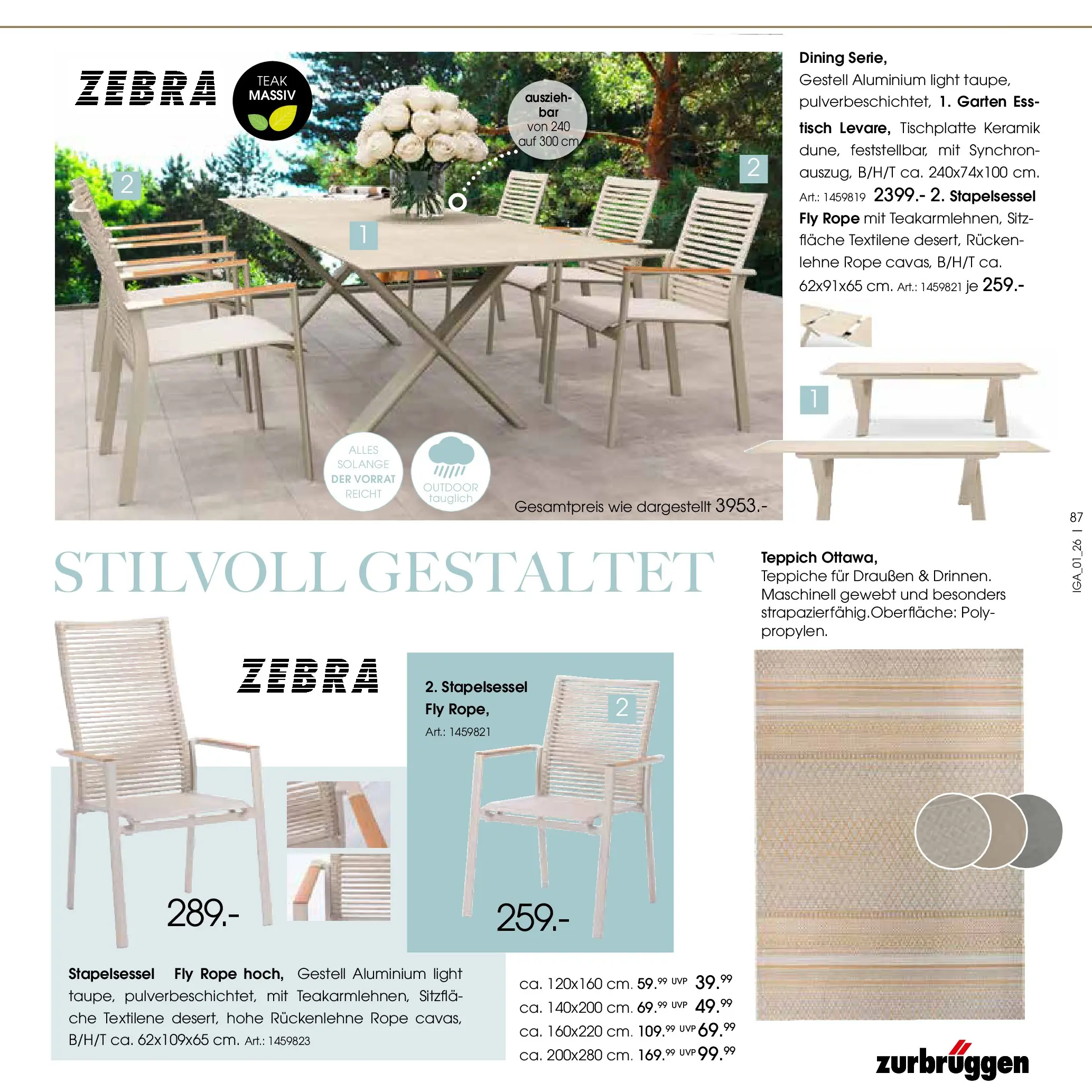 Zurbrüggen Garten Unna (ab 19.03.2025) zum Blättern | Seite: 87 | Produkte: Tisch, Teppich