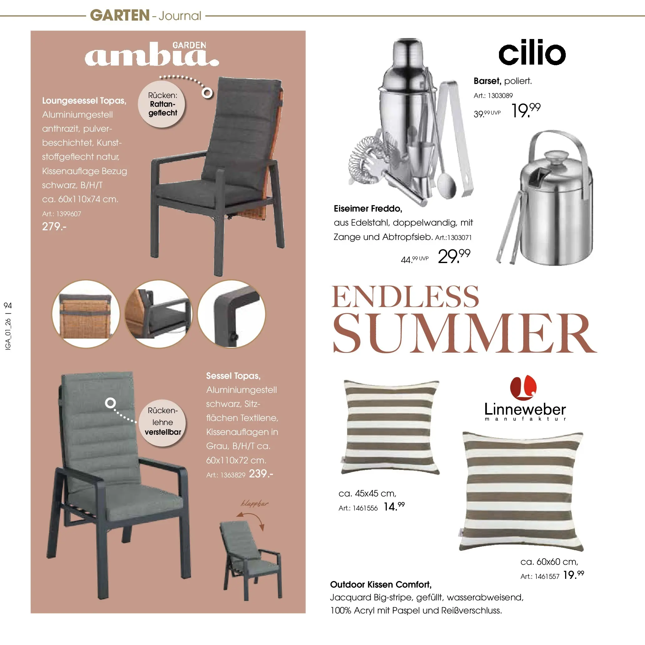 Zurbrüggen Garten Unna (ab 19.03.2025) zum Blättern | Seite: 94 | Produkte: Kissen, Sessel