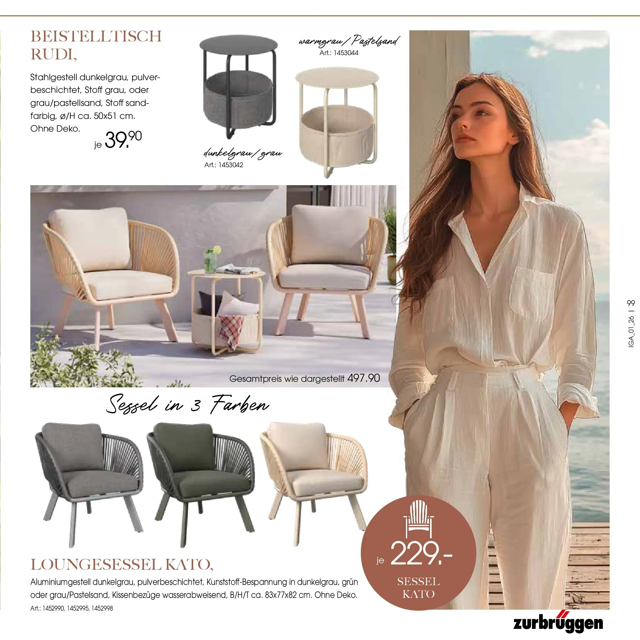 Zurbrüggen Garten Unna (ab 19.03.2025) zum Blättern | Seite: 99 | Produkte: Beistelltisch, Sessel