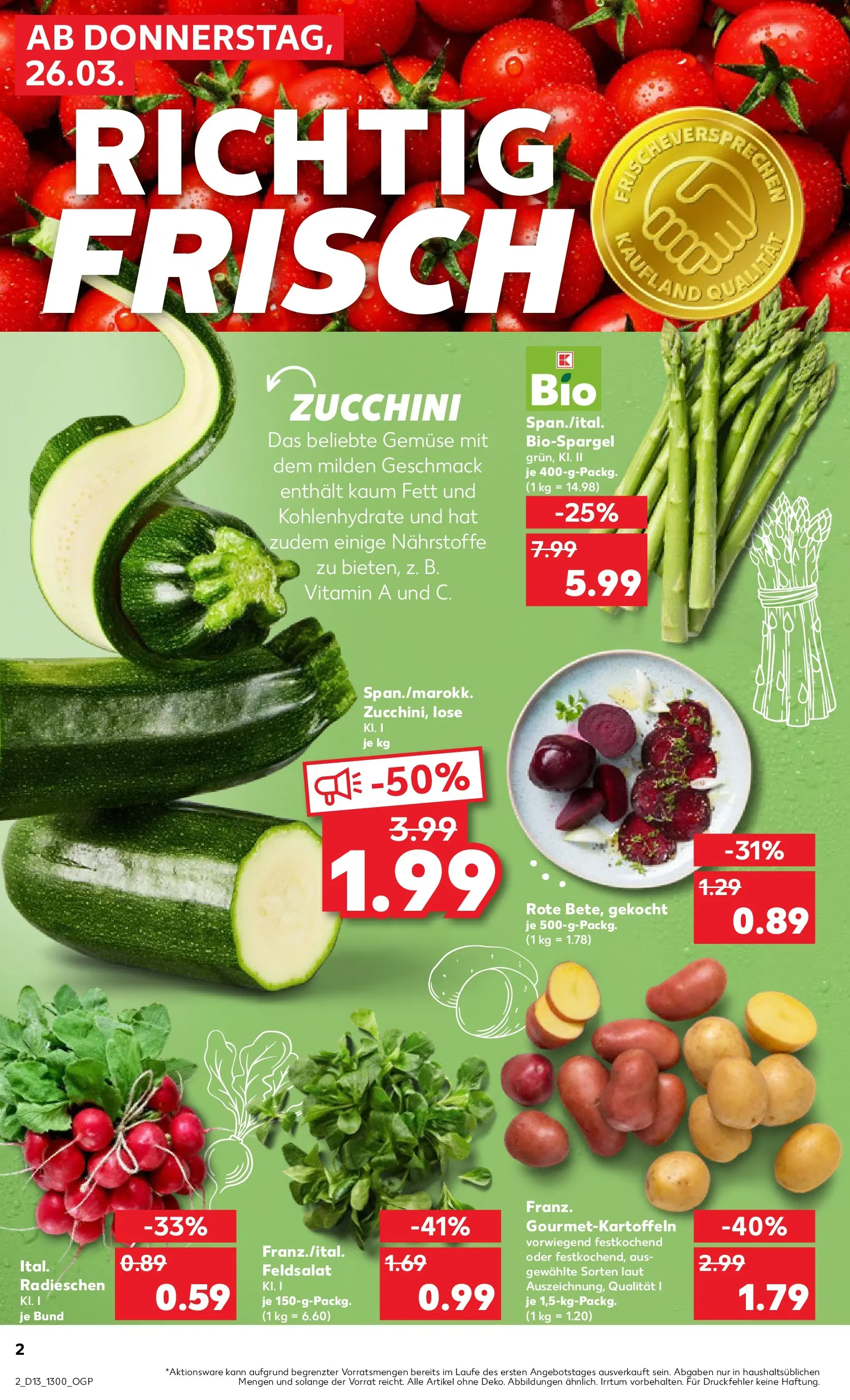 Prospekt Kaufland ab 25.03.2026 » Angebote und Werbung Online | Seite: 2 | Produkte: Gemüse, Zucchini Prospekt Kaufland ab 25.03.2026 » Angebote Online zum Blättern | Seite: 2 | Produkte: Gemüse, Zucchini