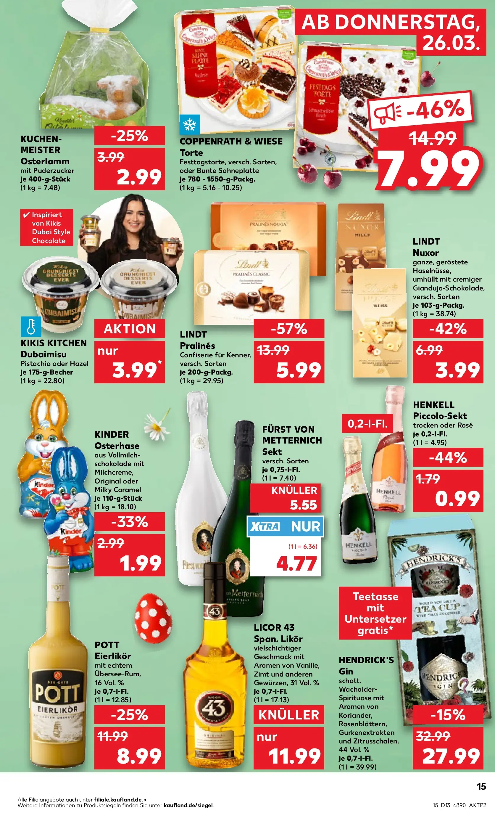 Prospekt Kaufland ab 25.03.2026 » Angebote und Werbung Online | Seite: 15 | Produkte: Milch, Sekt, Likör, Lindt Prospekt Kaufland ab 25.03.2026 » Angebote Online zum Blättern | Seite: 15 | Produkte: Milch, Sekt, Likör, Lindt