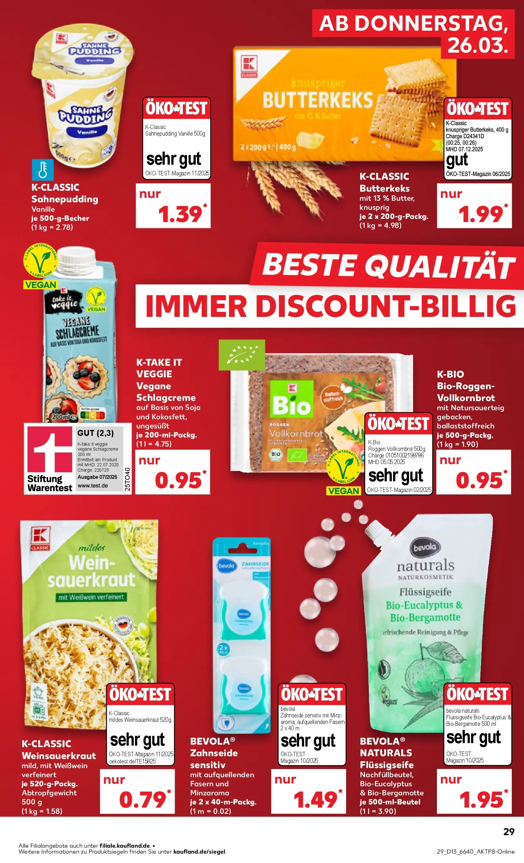 Prospekt Kaufland ab 26.03.2026 » Angebote Online zum Blättern | Seite: 29 | Produkte: Butter, Weißwein, Wein, Sahne