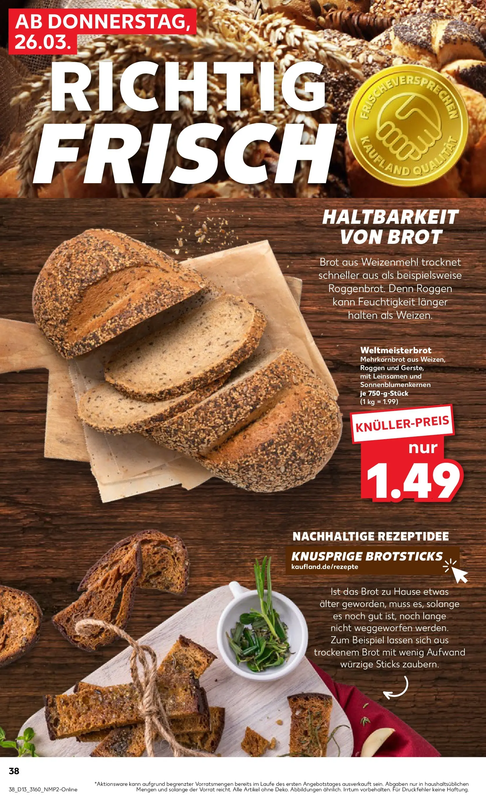 Prospekt Kaufland ab 25.03.2026 » Angebote Online zum Blättern | Seite: 38 | Produkte: Weizenmehl, Brot