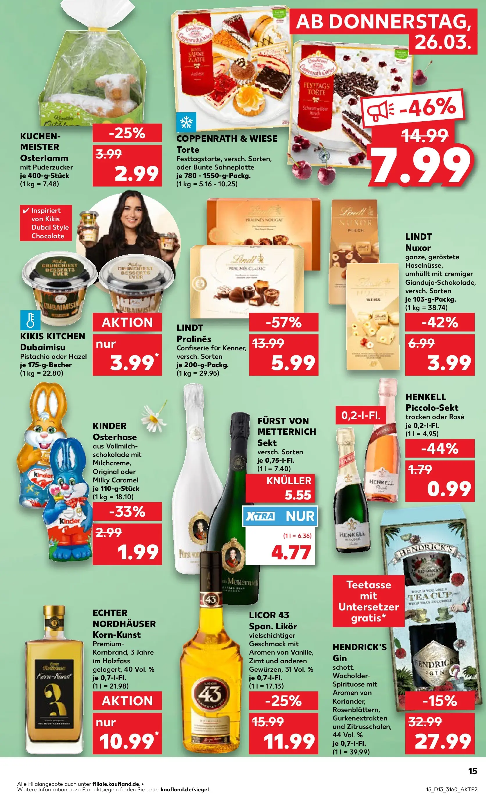 Prospekt Kaufland ab 25.03.2026 » Angebote Online zum Blättern | Seite: 15 | Produkte: Milch, Likör, Lindt, Kuchen