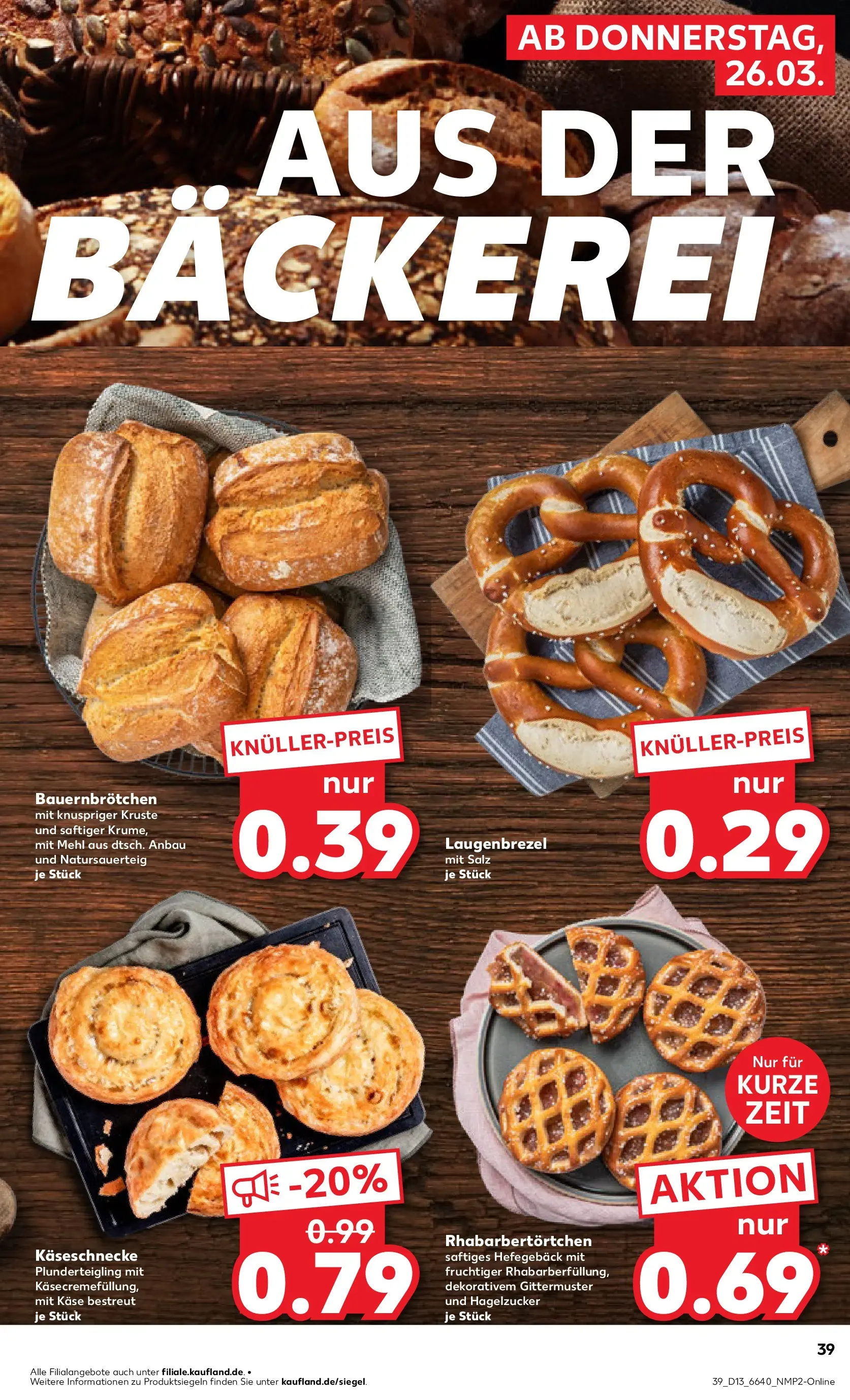 Prospekt Kaufland ab 26.03.2026 » Angebote Online zum Blättern | Seite: 39 | Produkte: Bäckerei, Mehl, Käse, Salz