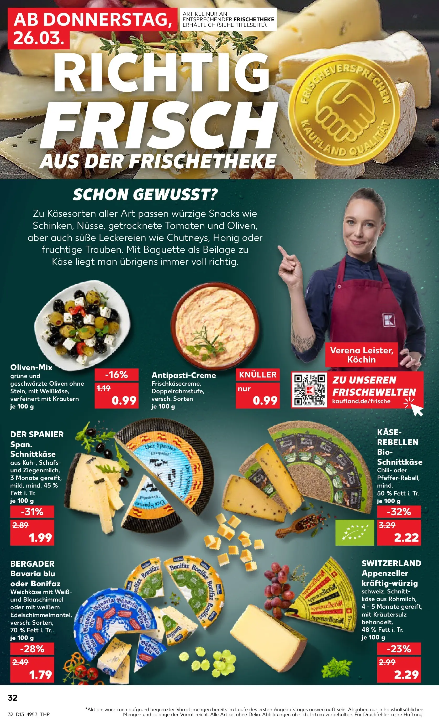 Prospekt Kaufland ab 25.03.2026 » Angebote und Werbung Online | Seite: 32 | Produkte: Käse, Baguette, Tomaten, Chili Prospekt Kaufland ab 25.03.2026 » Angebote Online zum Blättern | Seite: 32 | Produkte: Käse, Baguette, Tomaten, Chili