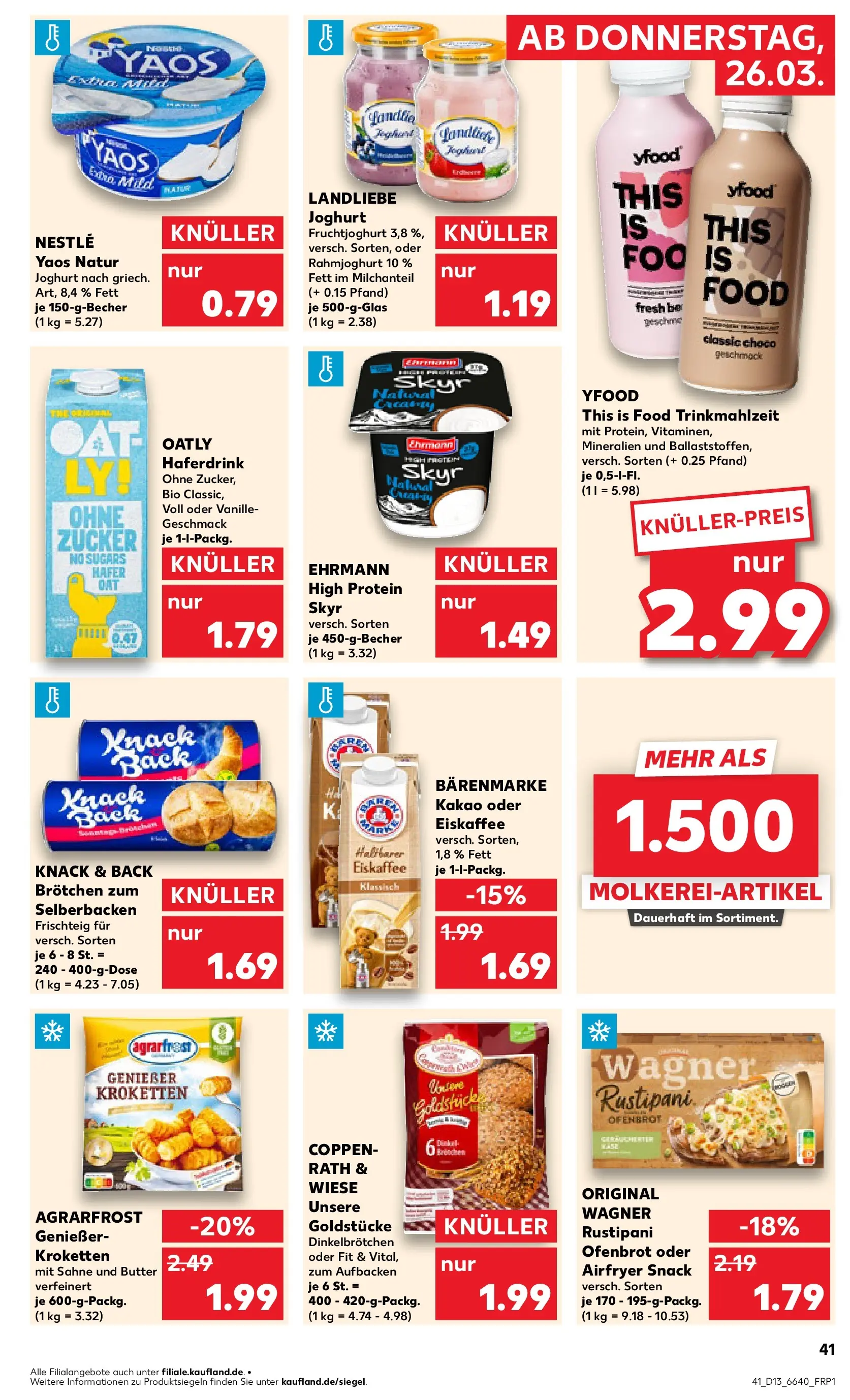 Prospekt Kaufland ab 26.03.2026 » Angebote Online zum Blättern | Seite: 41 | Produkte: Butter, Joghurt, Haferdrink, YFood