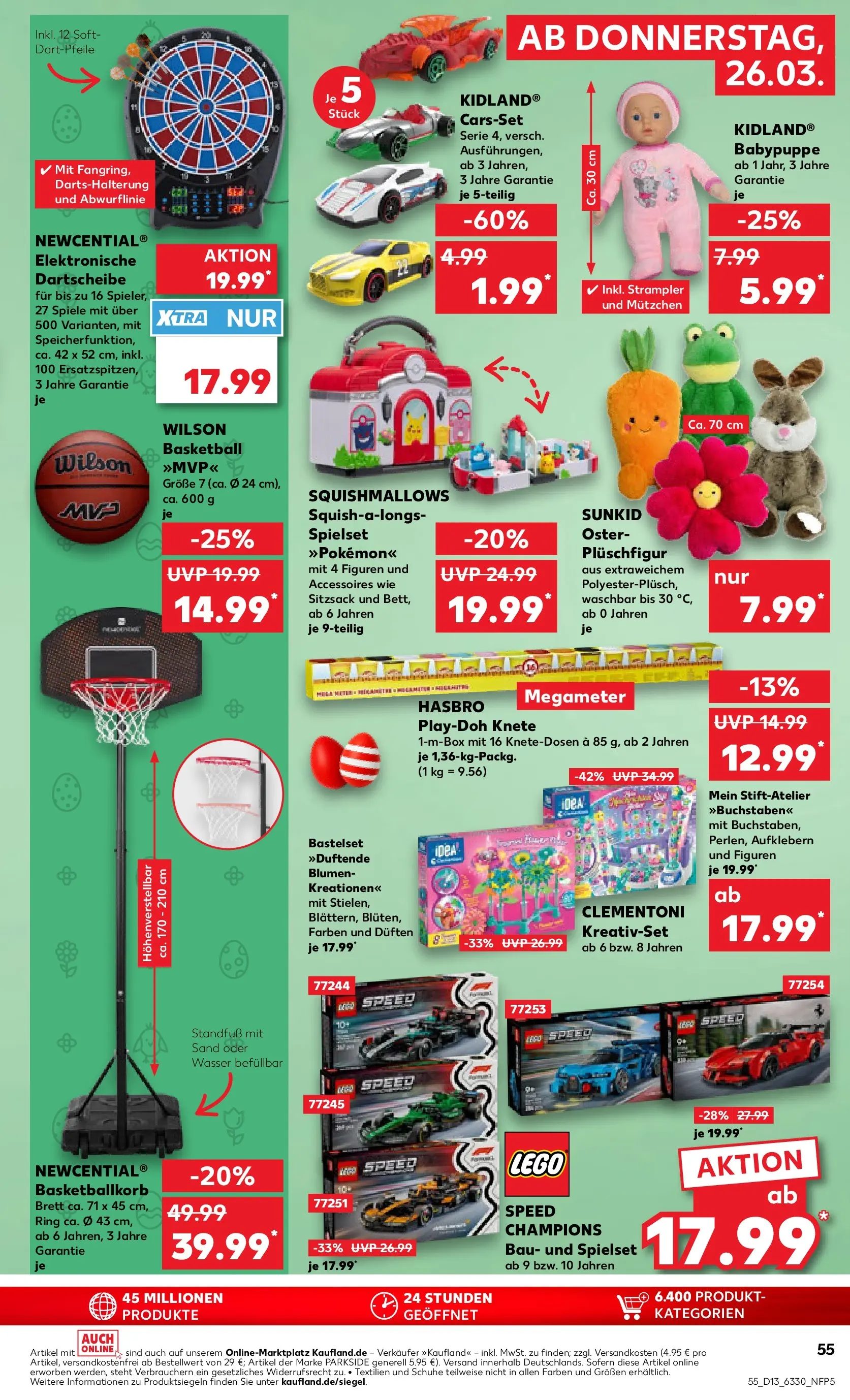 Prospekt Kaufland ab 25.03.2026 » Angebote Online zum Blättern | Seite: 55 | Produkte: Sitzsack, Blumen, Wasser, Basketball