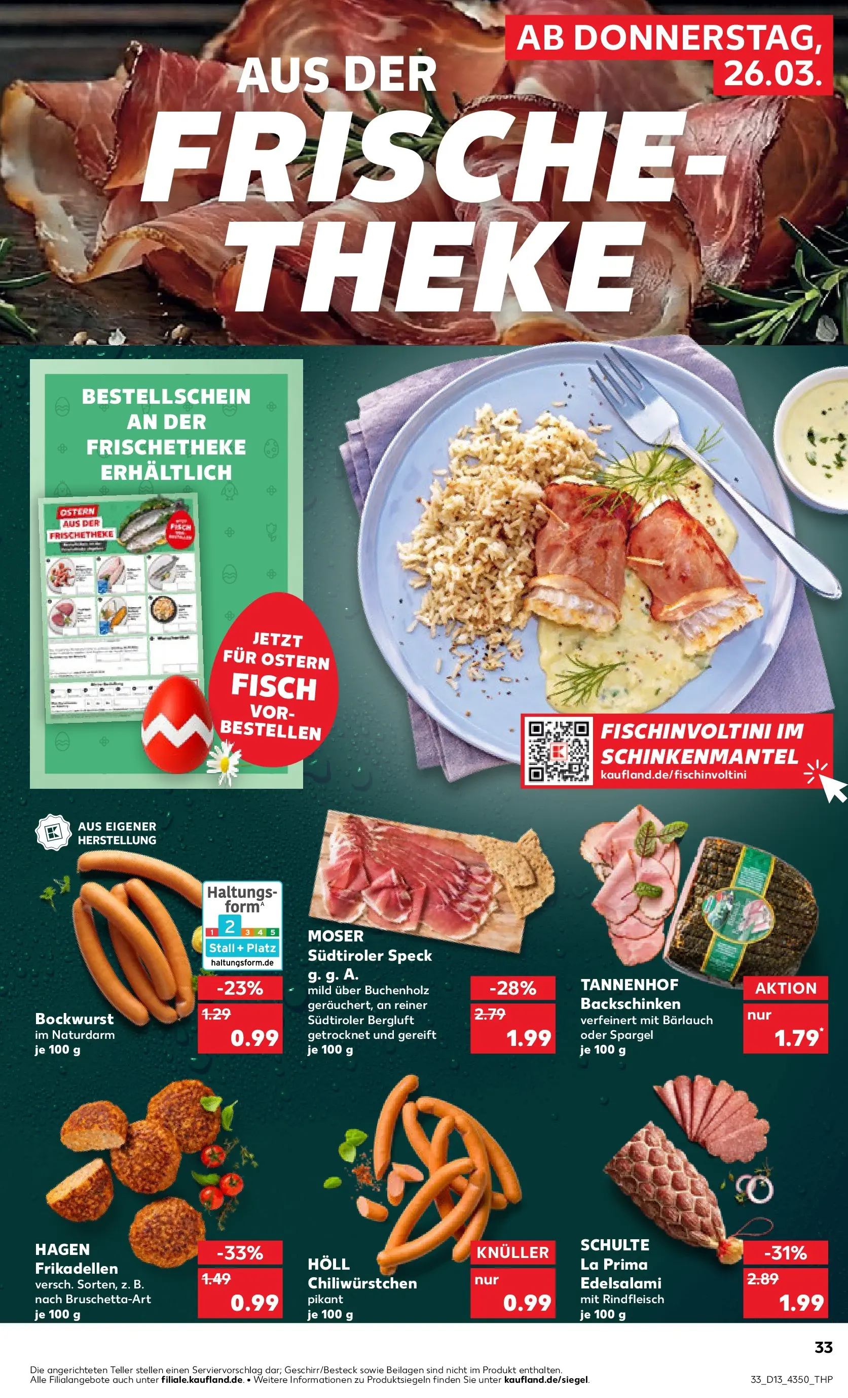 Prospekt Kaufland ab 25.03.2026 » Angebote Online zum Blättern | Seite: 33 | Produkte: Bockwurst, Theke, Spargel, Salami