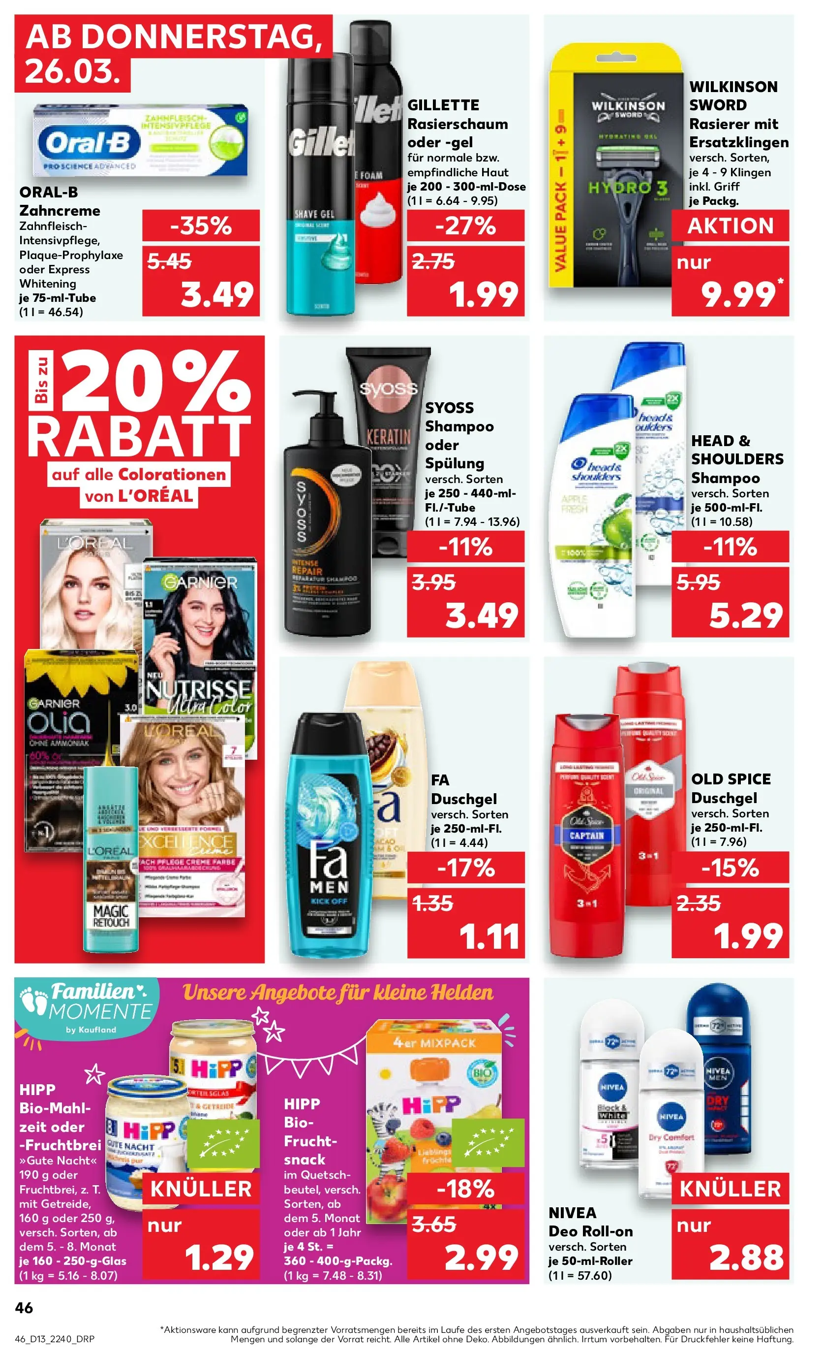 Prospekt Kaufland ab 26.03.2026 » Angebote Online zum Blättern | Seite: 46 | Produkte: Fa duschgel, Shampoo, Spülung, Shower Gel