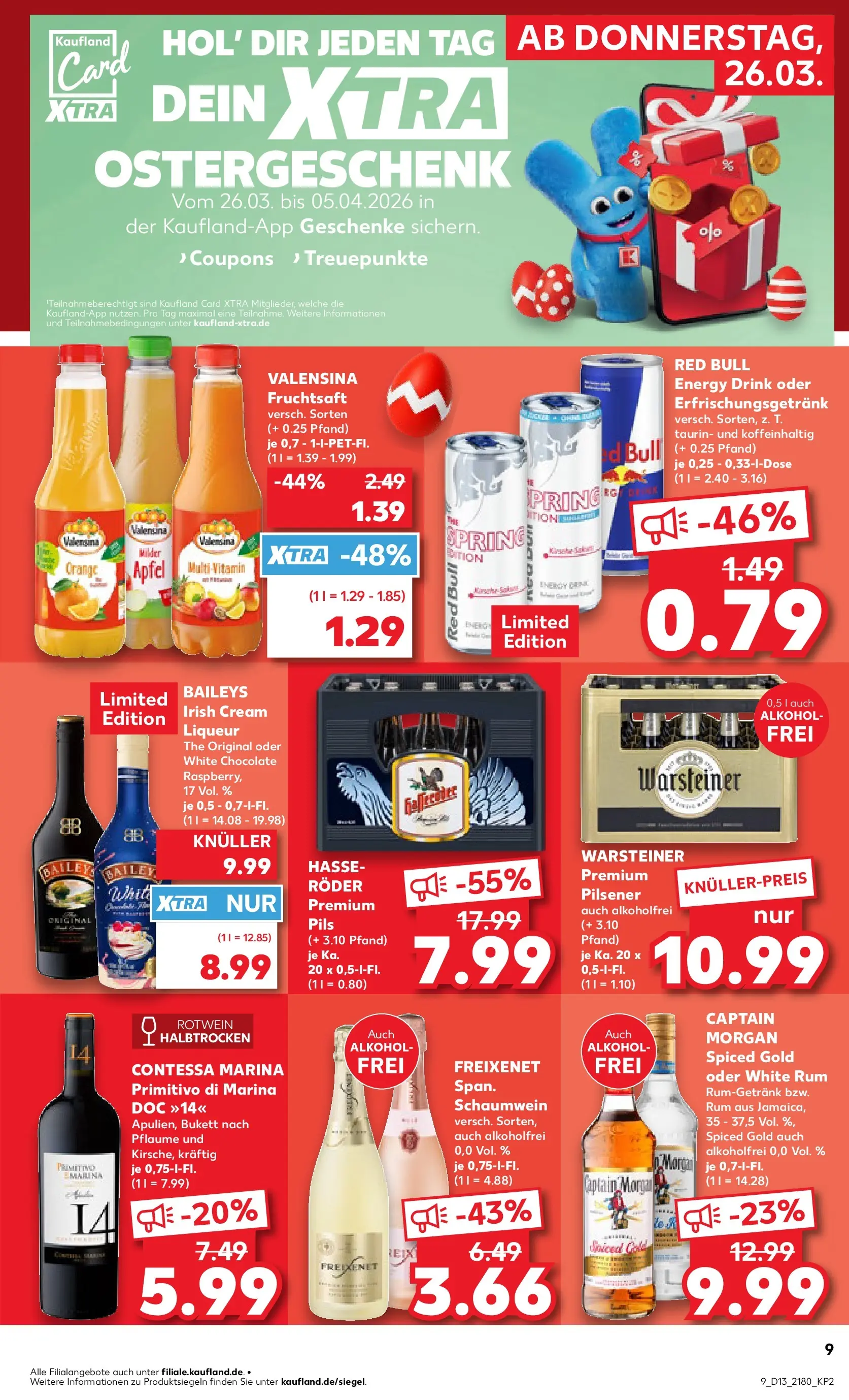 Prospekt Kaufland ab 26.03.2026 » Angebote Online zum Blättern | Seite: 9 | Produkte: Freixenet, Rum, Baileys, Captain morgan