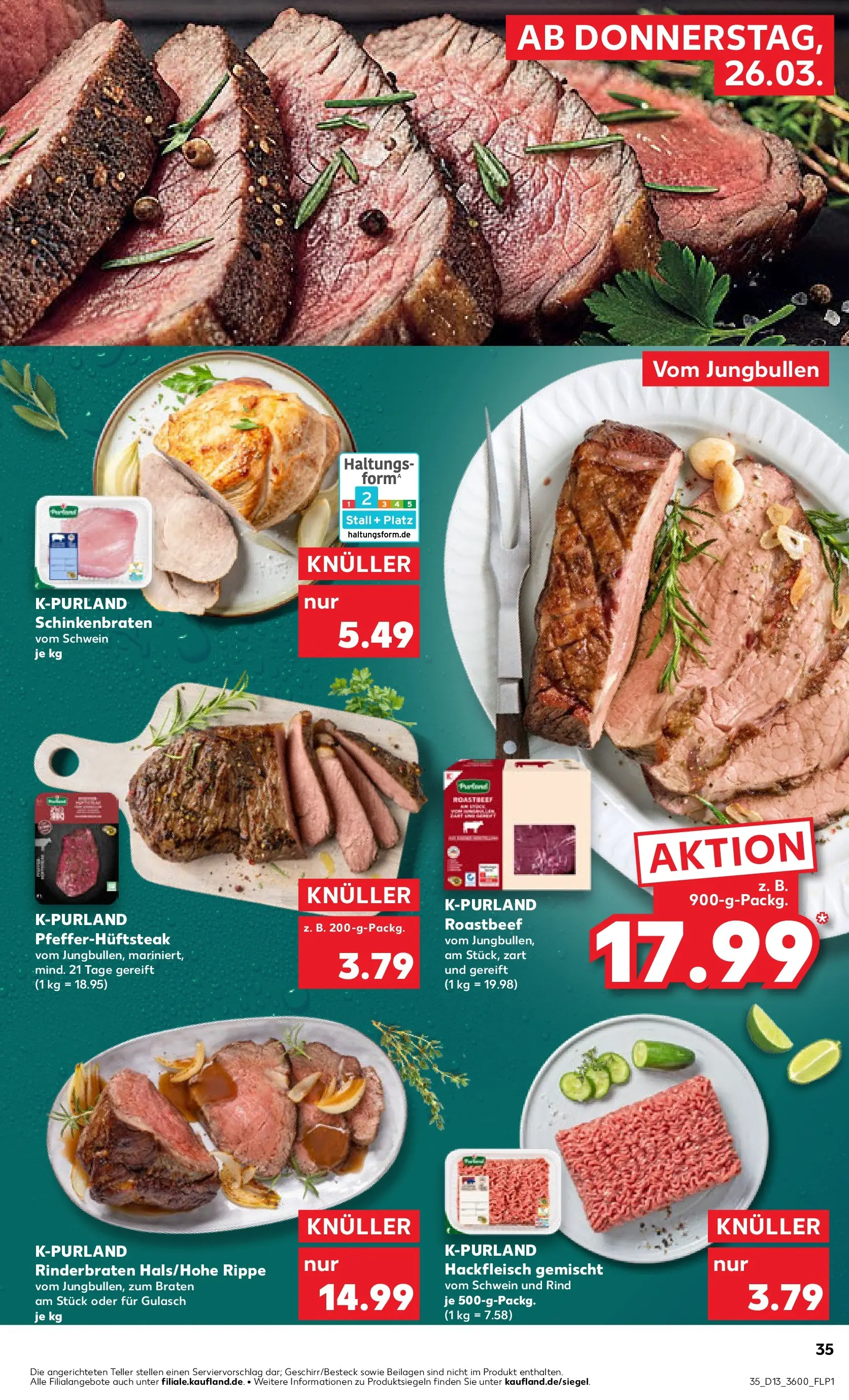 Prospekt Kaufland ab 25.03.2026 » Angebote Online zum Blättern | Seite: 35 | Produkte: Rinderbraten, Gulasch, Steak, Hackfleisch