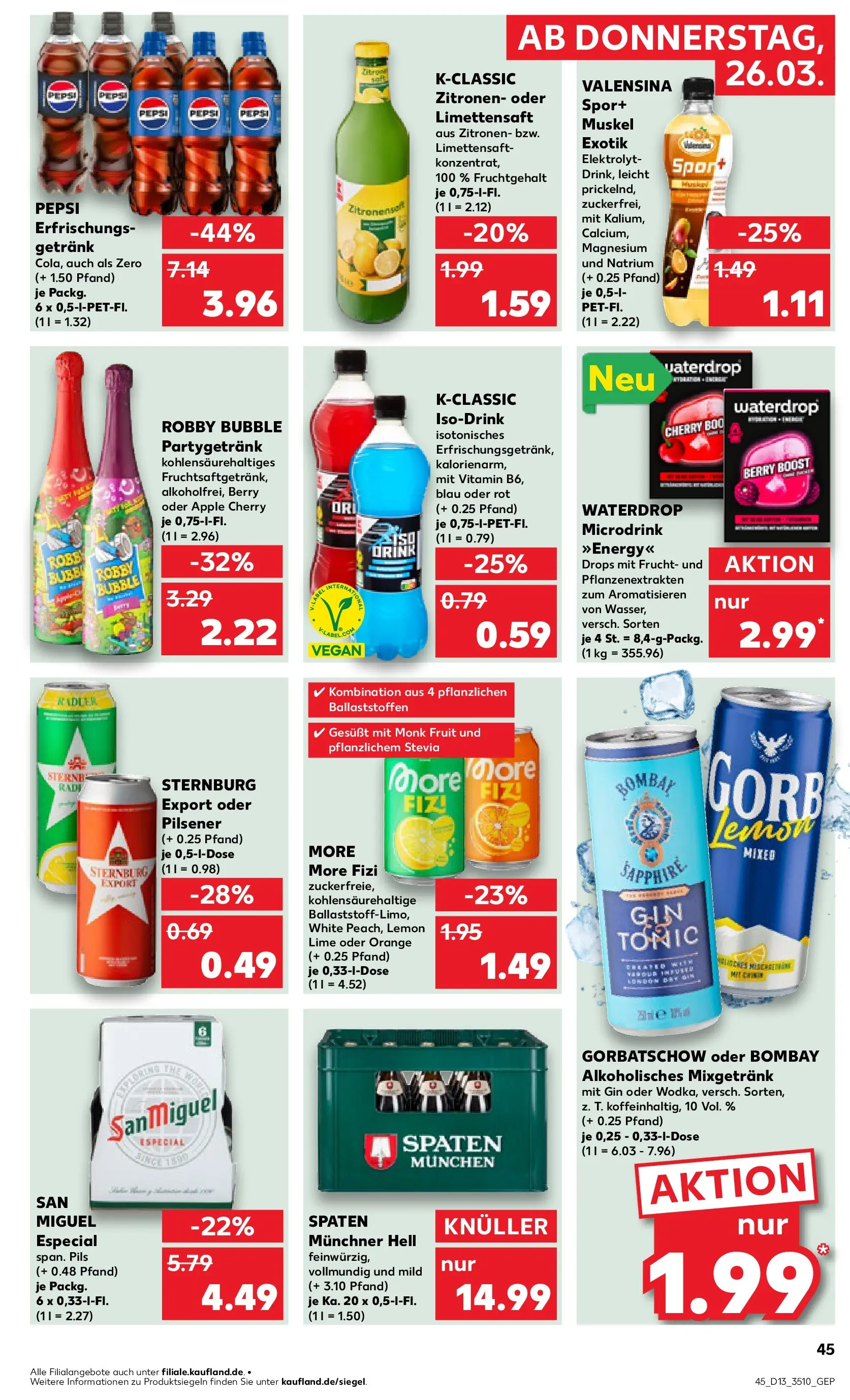 Prospekt Kaufland ab 25.03.2026 » Angebote Online zum Blättern | Seite: 45 | Produkte: Apple, Valensina, Gin, Zitronen