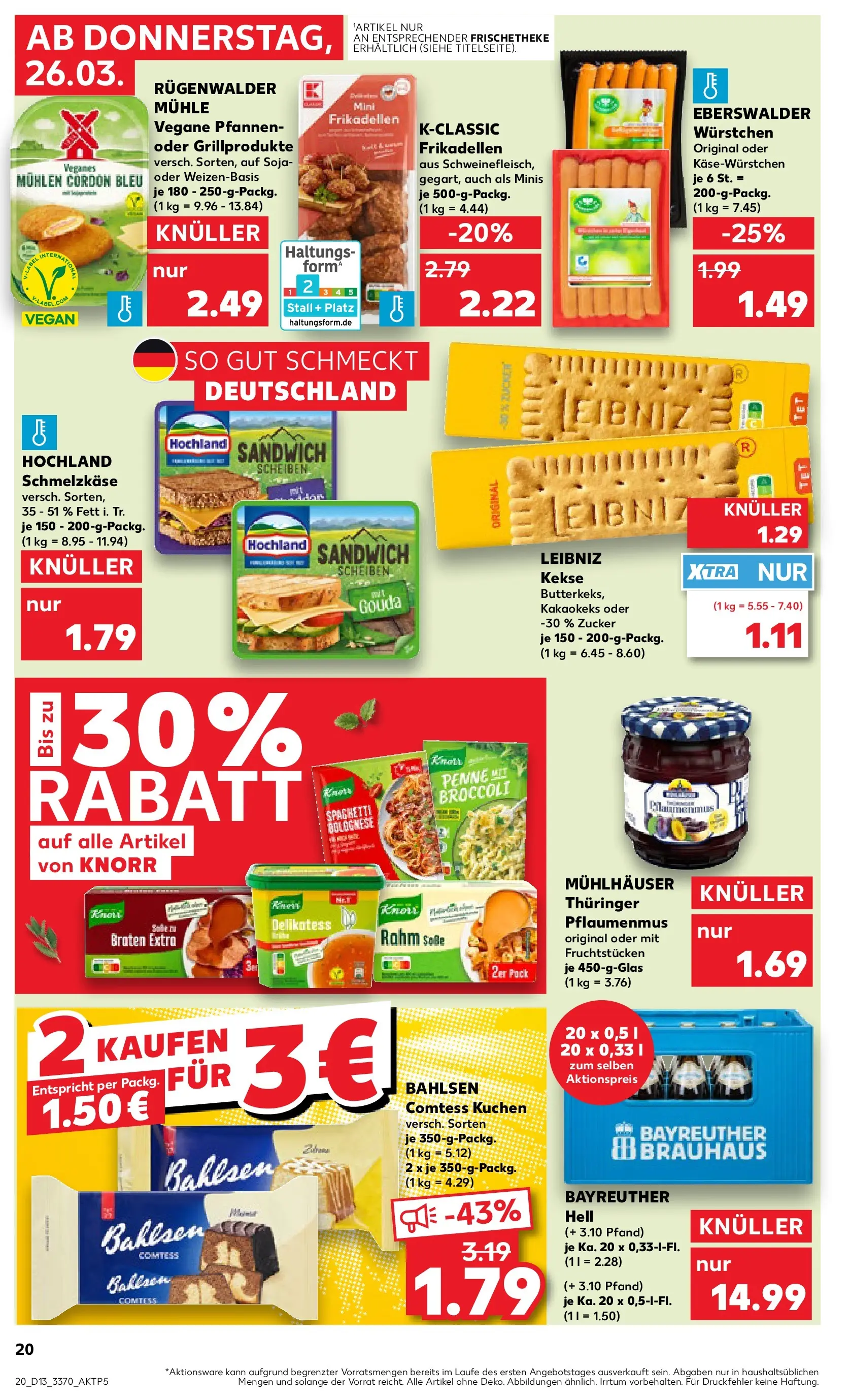 Prospekt Kaufland ab 26.03.2026 » Angebote Online zum Blättern | Seite: 20 | Produkte: Gouda, Soße, Zucker, Kuchen