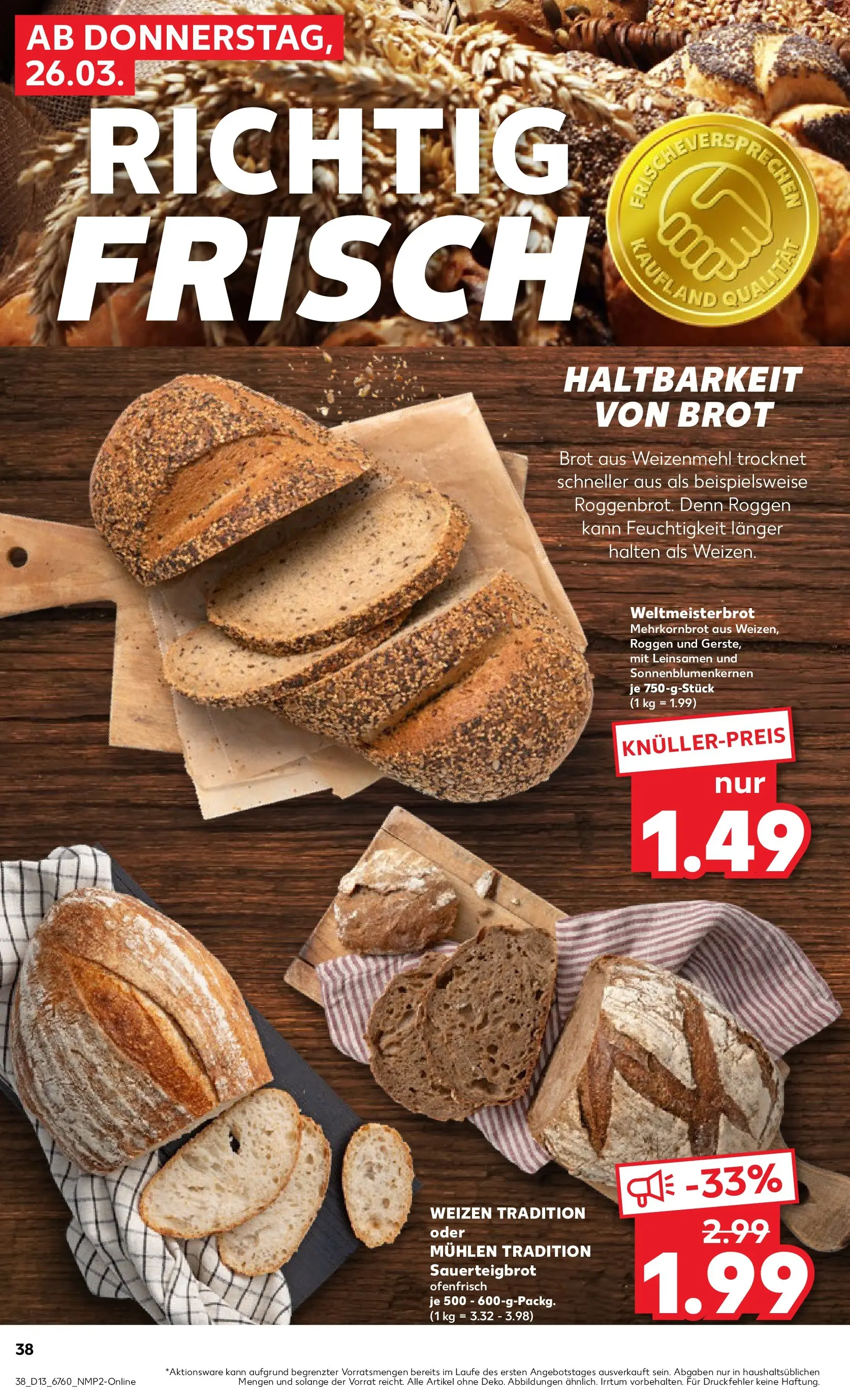Prospekt Kaufland ab 25.03.2026 » Angebote Online zum Blättern | Seite: 38 | Produkte: Weizenmehl, Brot