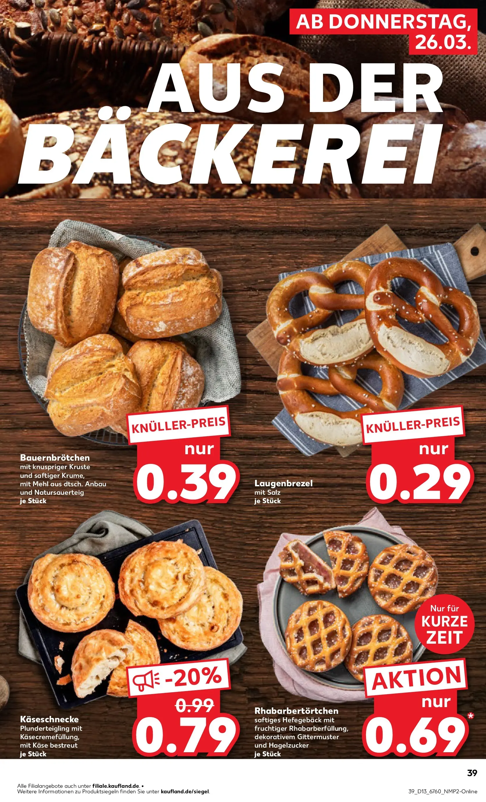 Prospekt Kaufland ab 25.03.2026 » Angebote Online zum Blättern | Seite: 39 | Produkte: Bäckerei, Mehl, Käse, Salz