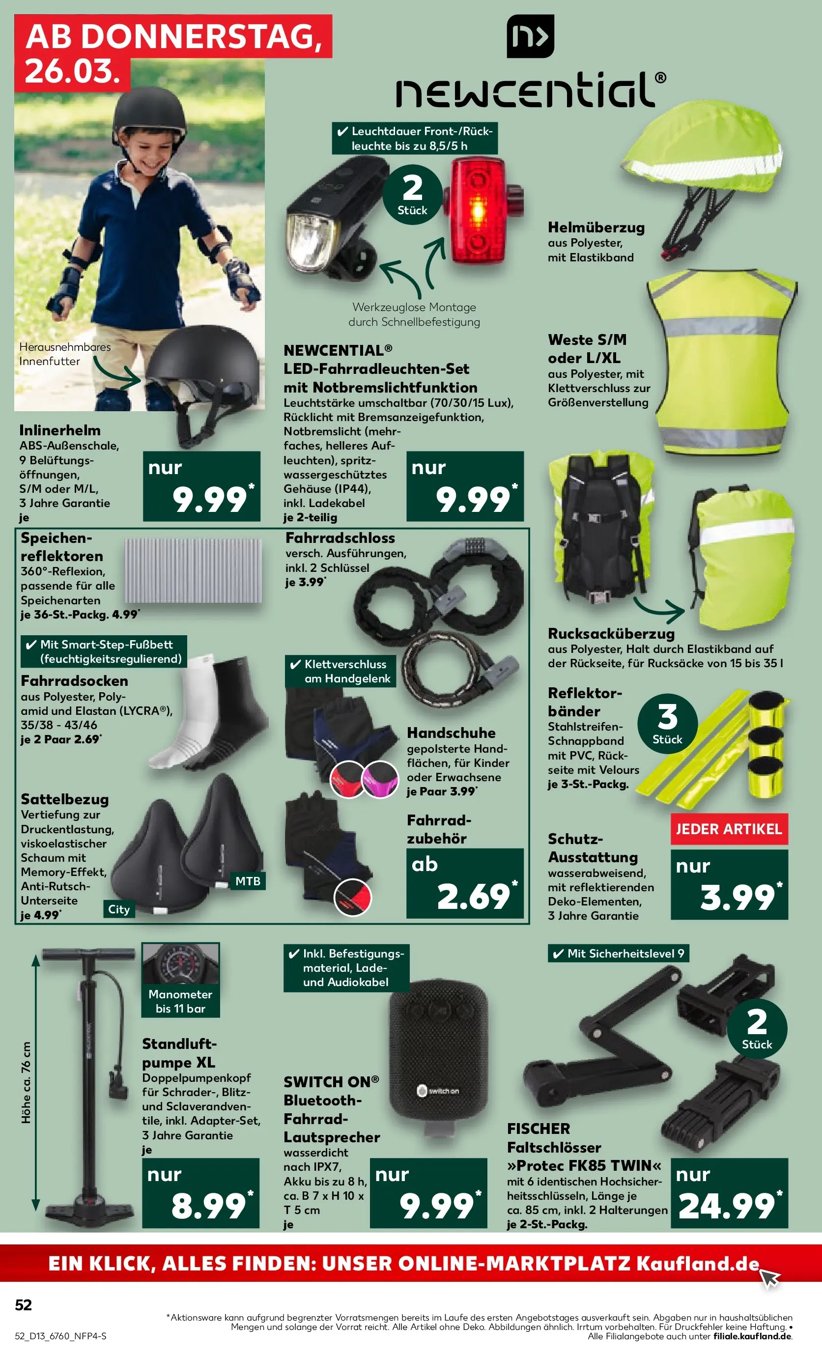 Prospekt Kaufland ab 25.03.2026 » Angebote Online zum Blättern | Seite: 52 | Produkte: Lautsprecher, Ladekabel, Weste, Handschuhe