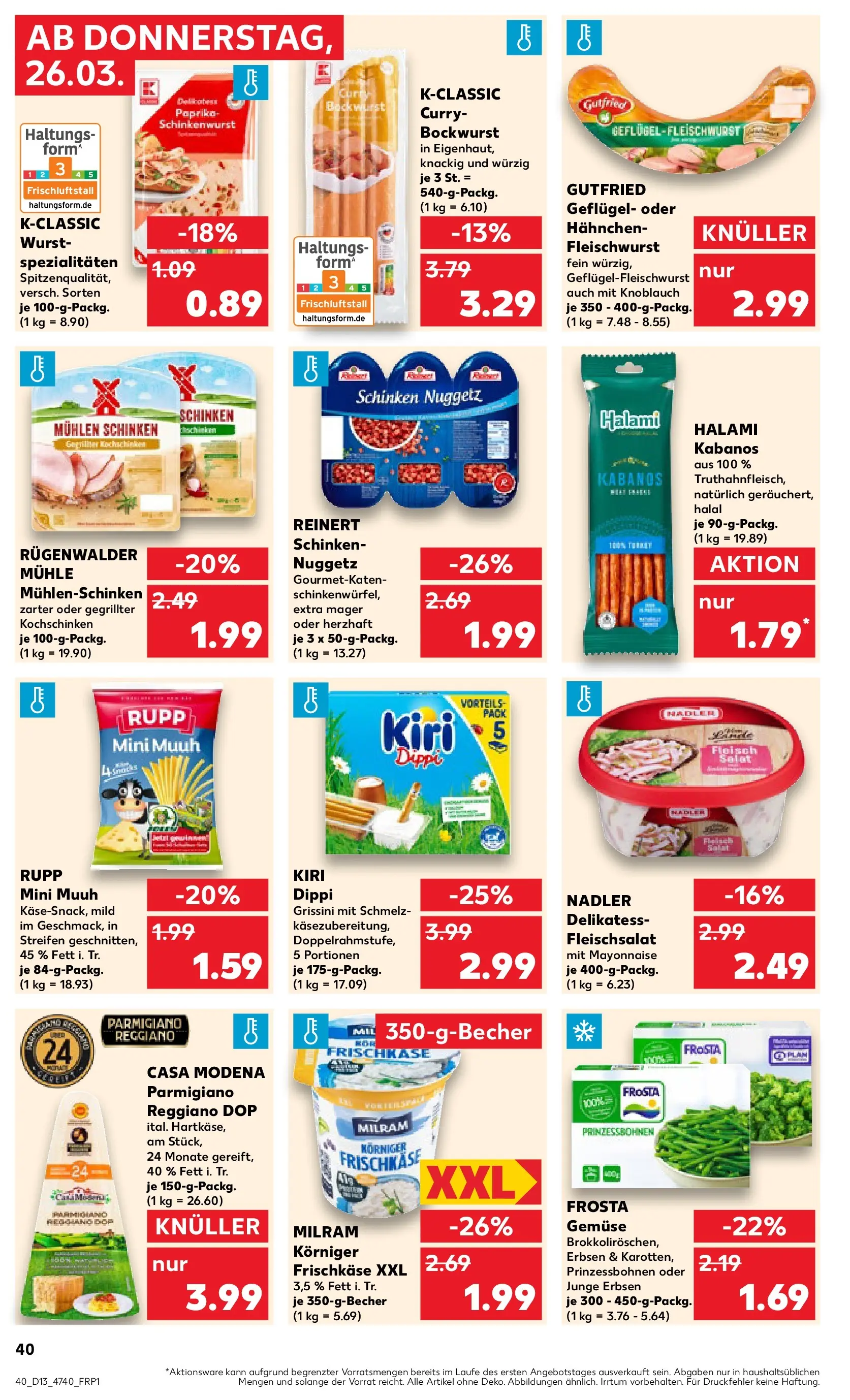 Prospekt Kaufland ab 26.03.2026 » Angebote Online zum Blättern | Seite: 40 | Produkte: Bockwurst, Paprika, Wurst, Knoblauch