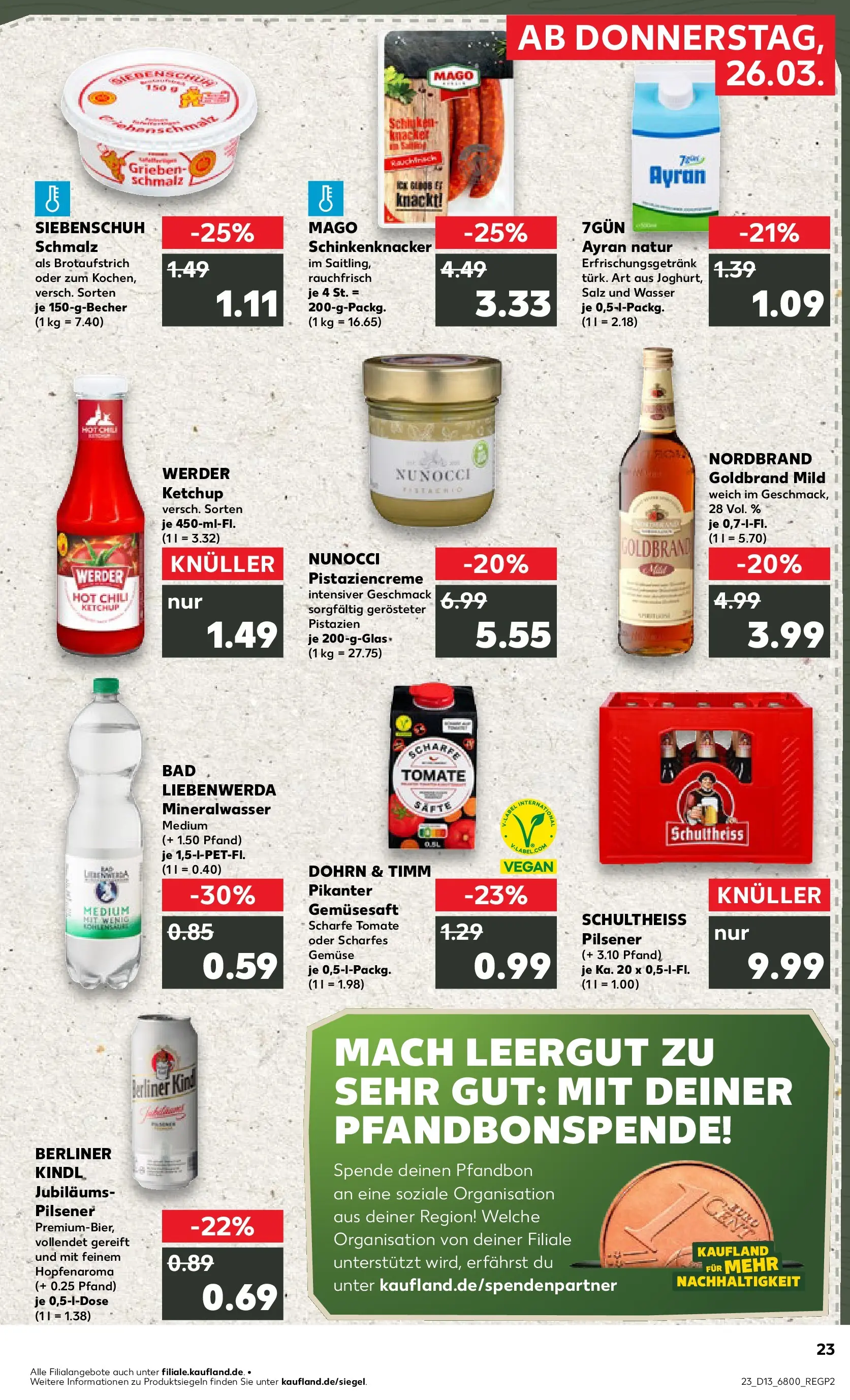 Prospekt Kaufland ab 25.03.2026 » Angebote und Werbung Online | Seite: 23 | Produkte: Berliner, Mineralwasser, Wasser, Gemüse Prospekt Kaufland ab 25.03.2026 » Angebote Online zum Blättern | Seite: 23 | Produkte: Berliner, Mineralwasser, Wasser, Gemüse