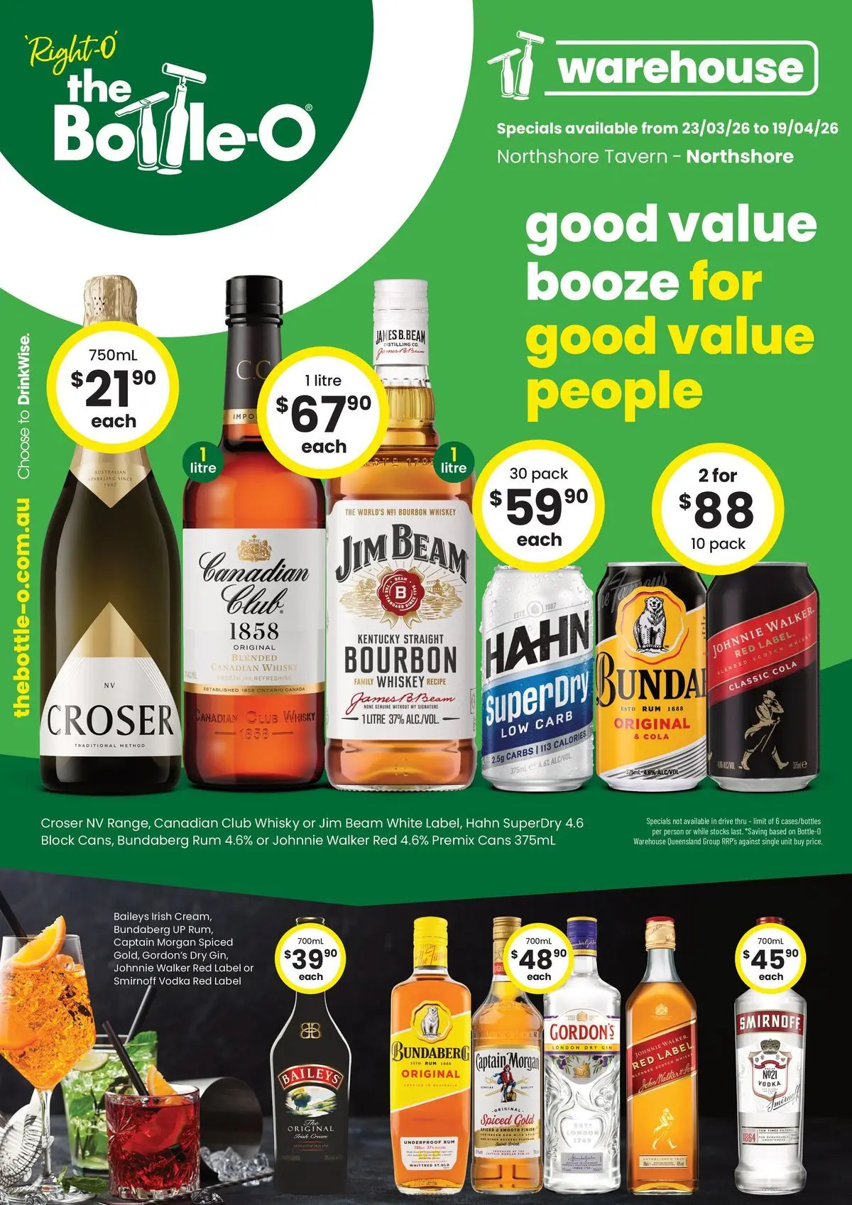 The Bottle-O - Good Value Booze, For Good Value People. QLD 23/03 - 22/03/2026 > weekly / monthly specials | Page: 1