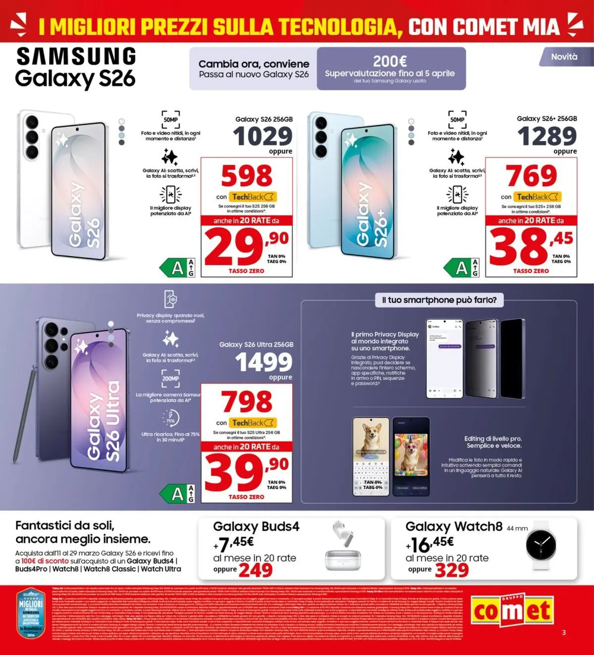 Nuovo Comet - Comet days! dal 19/03/2026 > offerte anteprima 🛍️ | Pagina: 3 | Prodotti: Samsung Galaxy, Smartphone, Video, Samsung