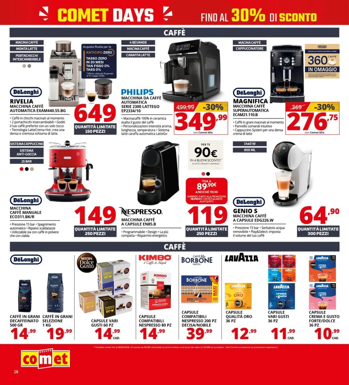Nuovo Comet - Comet days! dal 19/03/2026 > offerte anteprima 🛍️ | Pagina: 28 | Prodotti: Crema, Caffè, Acqua, Lavazza