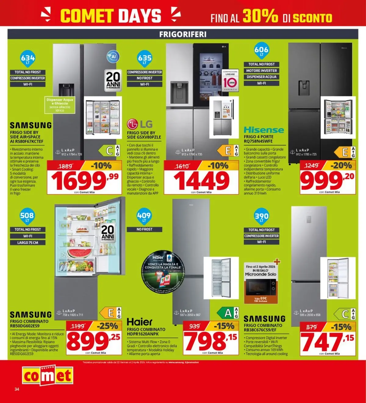 Nuovo Comet - Comet days! dal 19/03/2026 > offerte anteprima 🛍️ | Pagina: 34 | Prodotti: Ripiano, Acqua, Freezer, Congelatore