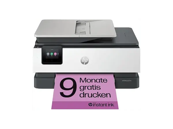 HP OfficeJet Pro 8124e mit 9 Monate HP Instant Ink, Multifunktionsdrucker, Bluetooth, WLAN, Duplexeinheit (f&uuml;r beidseitigen Druck), A4, A5, A6, Silber/Schwarz