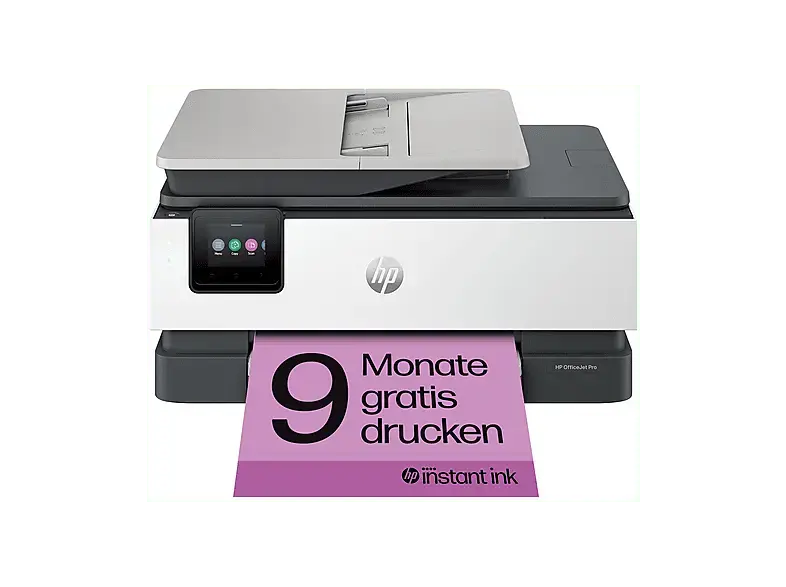 HP OfficeJet Pro 8124e mit 9 Monate HP Instant Ink, Multifunktionsdrucker, Bluetooth, WLAN, Duplexeinheit (f&uuml;r beidseitigen Druck), A4, A5, A6, Silber/Schwarz