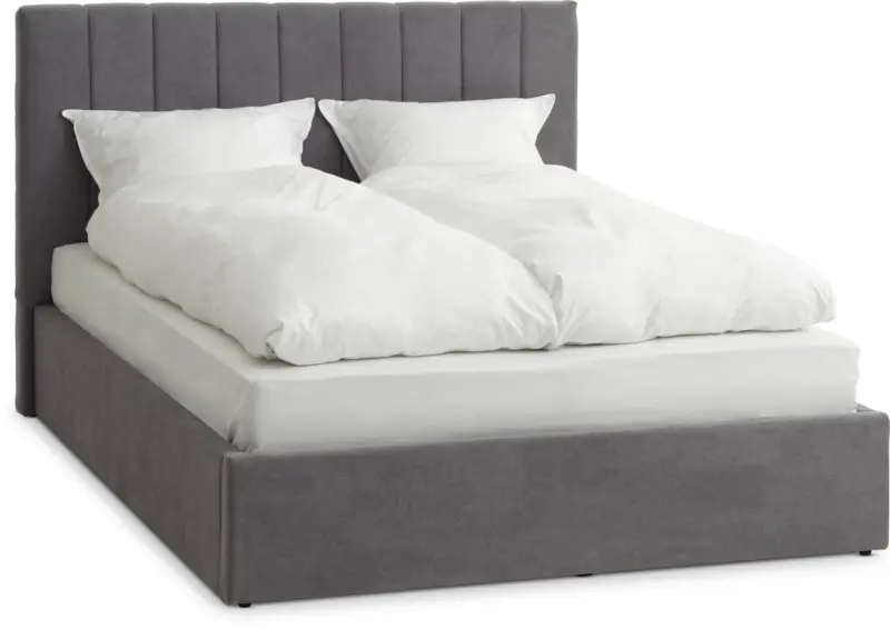 JYSK Рамка за легло HASLEV със съхранение 160x200 т.сив текстил