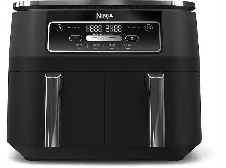 Ninja AF200EU Foodi 4-in-1 Dual Zone Hei&szlig;luftfritteuse 7,6 l, 2400 Watt, Schwarz