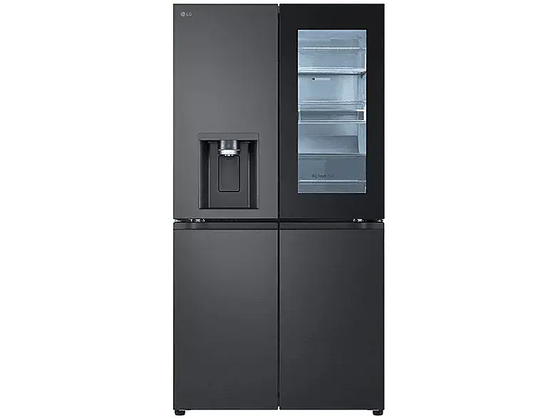 LG Electronics GMG960EVEE Side by Side, K&uuml;hl- und Gefrierkombination, mit InstaView&reg; & Craft Ice (638 l, E, 1792 mm hoch, No Frost (verminderte Eisbildung), Essence Black Steel)