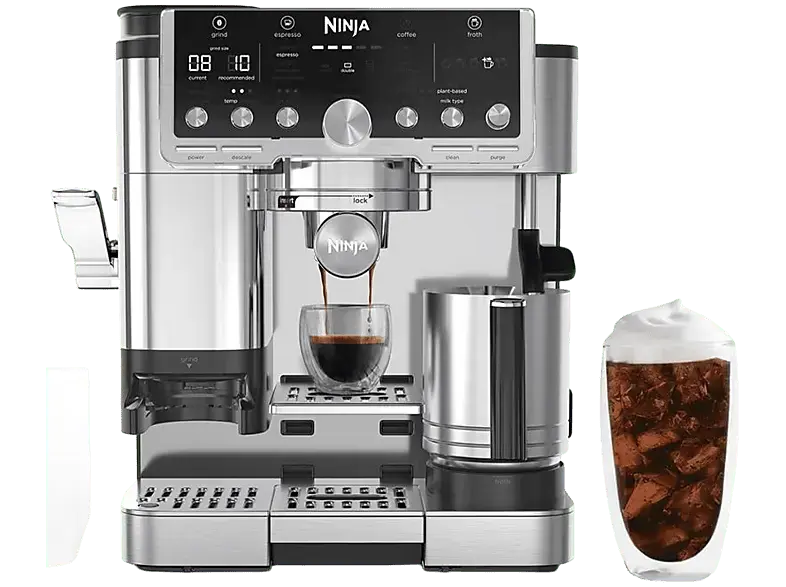 Ninja ES701EU Luxe Caf&eacute; Pro Espressomaschine (Schwarz/Edelstahl, Kegelmahlwerk, 1650 Watt, 14 bar)