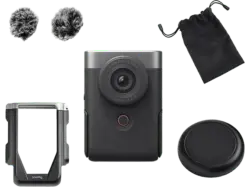 Canon PowerShot V10 Vlogging-Kit Kompaktkamera, 13.1 Megapixel, 4K UHD Video, 6.6mm/f2.8 Objektiv, WLAN/Bluetooth, Silber