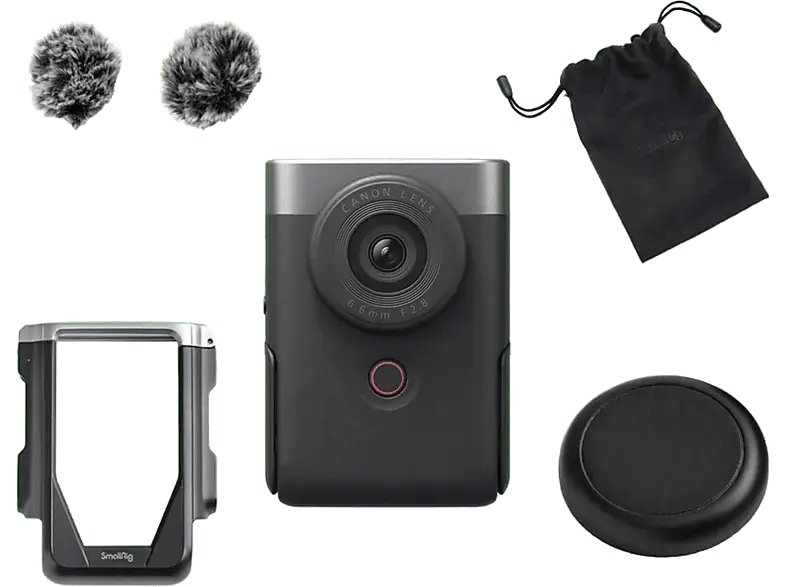 Canon PowerShot V10 Vlogging-Kit Kompaktkamera, 13.1 Megapixel, 4K UHD Video, 6.6mm/f2.8 Objektiv, WLAN/Bluetooth, Silber