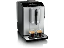 BOSCH TIE20301 Serie 2 VeroCafe Kaffeevollautomat (Silk Silver, Scheibenmahlwerk aus Keramik, 15 bar)