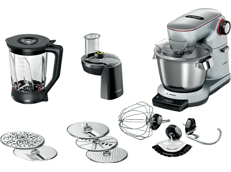 Bosch MUM9DT5S41 OptiMUM Series 8 K&uuml;chenmaschine mit integriertem Timer Silber (R&uuml;hrsch&uuml;sselkapazit&auml;t: 5,5 l, 1500 Watt)