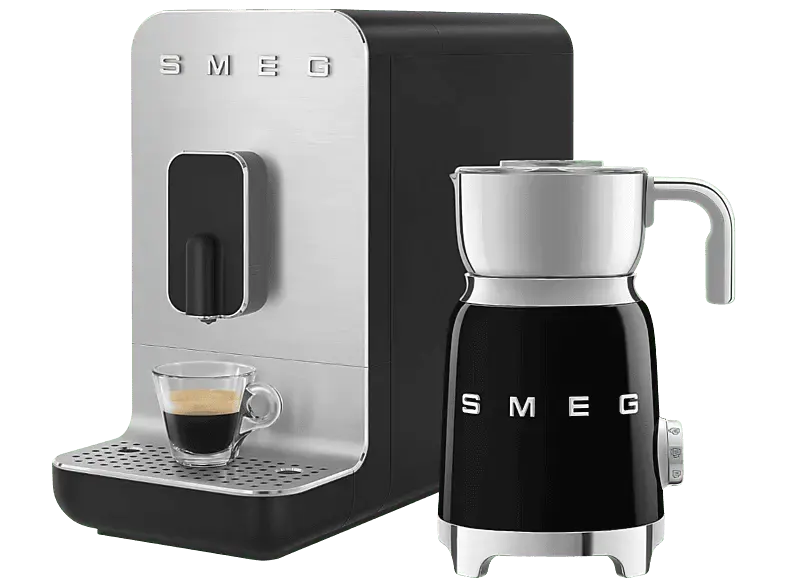 Smeg BCC11BLMEU Classic Kaffeevollautomat inkl. Milchaufsch&auml;umer (Schwarz, Edelstahlmahlwerk, 19 bar)