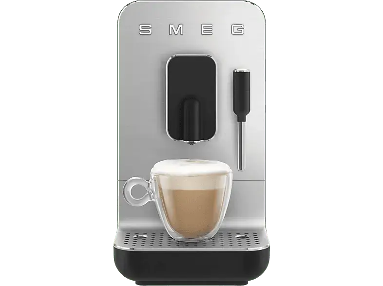 Smeg BCC12BLMEU Classic Kaffeevollautomat (Schwarz, Integrierte Kaffeem&uuml;hle aus Edelstahl, 19 bar, Dampfd&uuml;se)