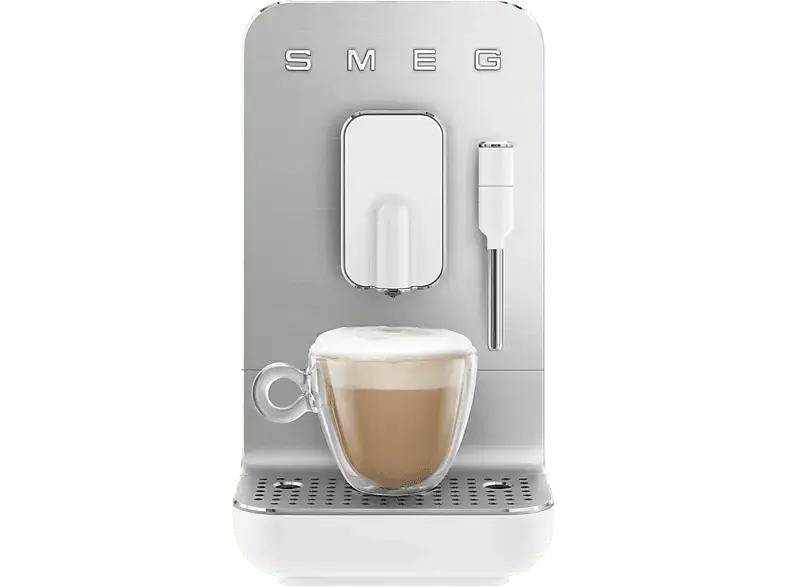 Smeg BCC12WHMEU Classic Kaffeevollautomat (Wei&szlig;, Integrierte Kaffeem&uuml;hle aus Edelstahl, 19 bar, Dampfd&uuml;se)