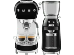 Smeg ECF02BLEU Espressomaschine inkl. Kaffeem&uuml;hle (Schwarz, 1350 Watt, 15 bar)