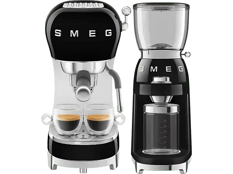 Smeg ECF02BLEU Espressomaschine inkl. Kaffeem&uuml;hle (Schwarz, 1350 Watt, 15 bar)