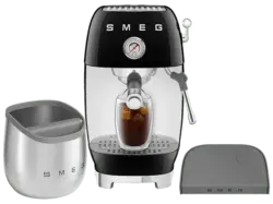 Smeg ECF03BLEU 50's Style Siebtr&auml;germaschine Set inkl. Tamping-Matte & Abschlagbeh&auml;lter (Schwarz, 1650 Watt, 15 bar)