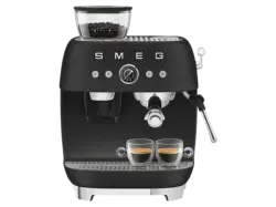Smeg EGF03BLMEU 50's Style Espressomaschine (Schwarz-Matt, Edelstahl Kegelmahlwerk, 1650 Watt, 15 bar)