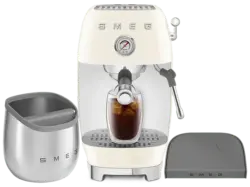 Smeg ECF03CREU 50's Style Siebtr&auml;germaschine Set inkl. Tamping-Matte & Abschlagbeh&auml;lter (Creme, 1650 Watt, 15 bar)