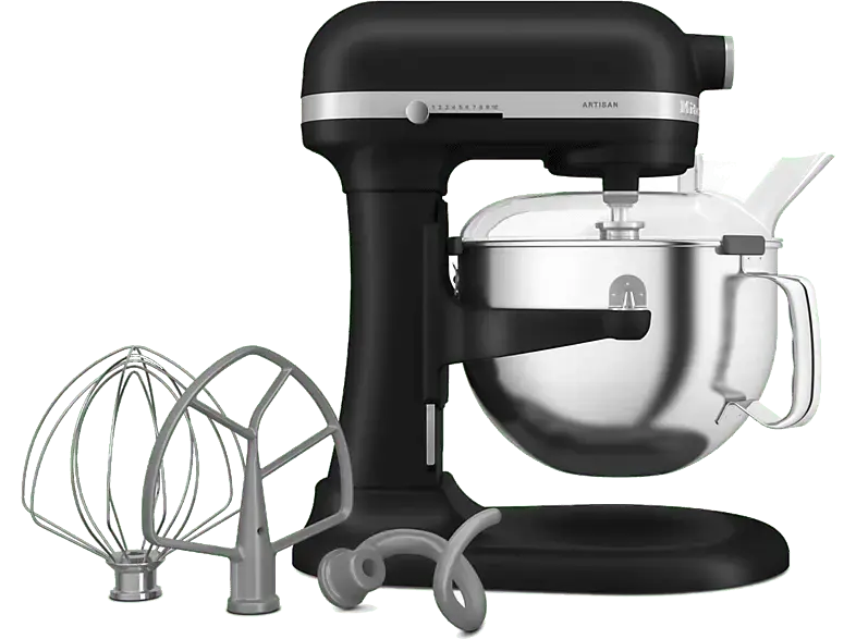 Kitchen Aid 5KSM60SPX Artisan K&uuml;chenmaschine mit Sch&uuml;sselheber Matt Schwarz (R&uuml;hrsch&uuml;sselkapazit&auml;t: 5,6 l, 375 Watt)